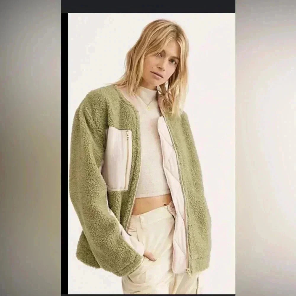 Free People We The Free Mint/Pink Rivington Jacket Size S